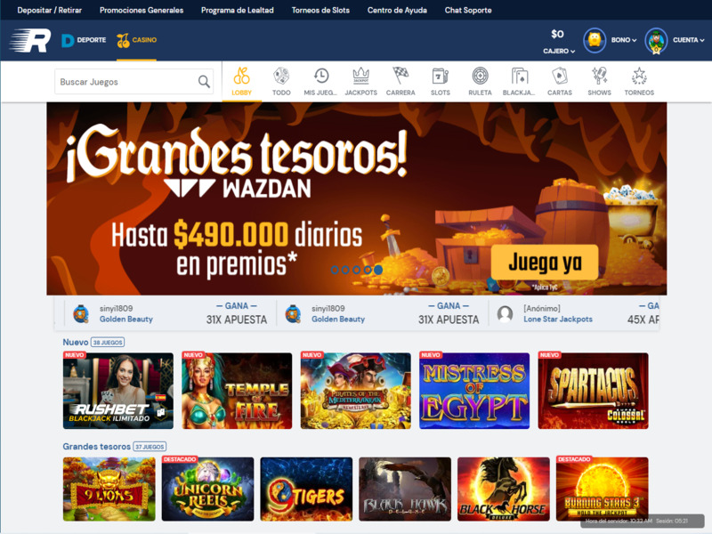 Disfruta de más de 400 juegos de casino en Rushbet Colombia