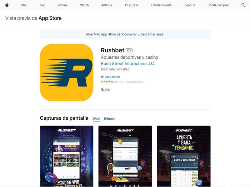 Descargar Rushbet APP en iOS